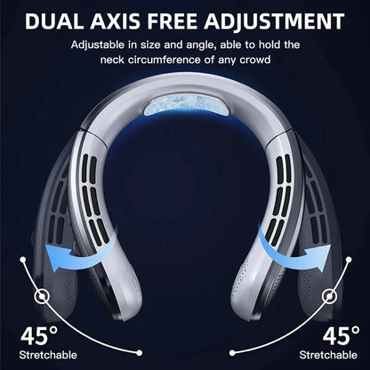 8000mAh Bladeless Neck Fan – Portable USB Rechargeable Hanging Fan with LED Digital Display, Silent Mini Personal Air Cooler for Travel & Outdoor Use