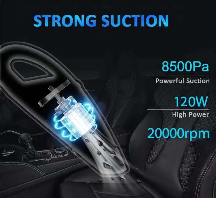 Portable Wireless Handheld Vacuum Cleaner – Powerful Suction, Rechargeable Quick-Charge for Car, Home & Pet Hair
