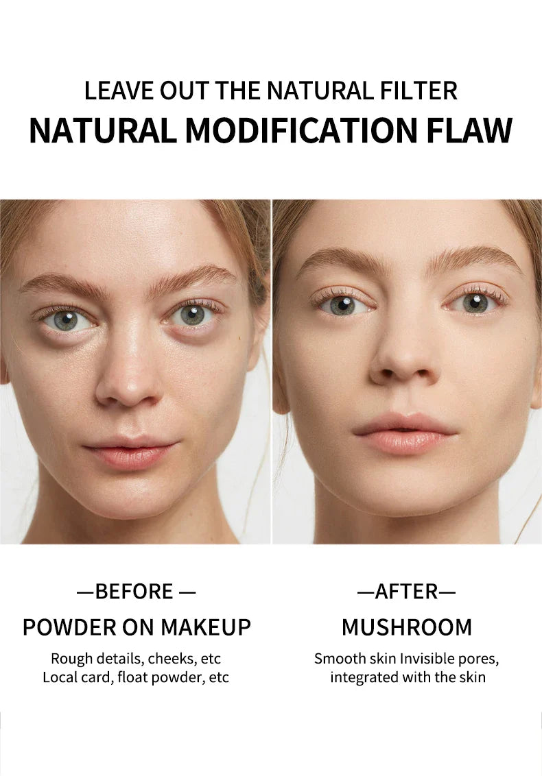 Air Cushion CC Cream with Mushroom Head Puff – Moisturizing, Brightening BB Cream & Waterproof Face Concealer