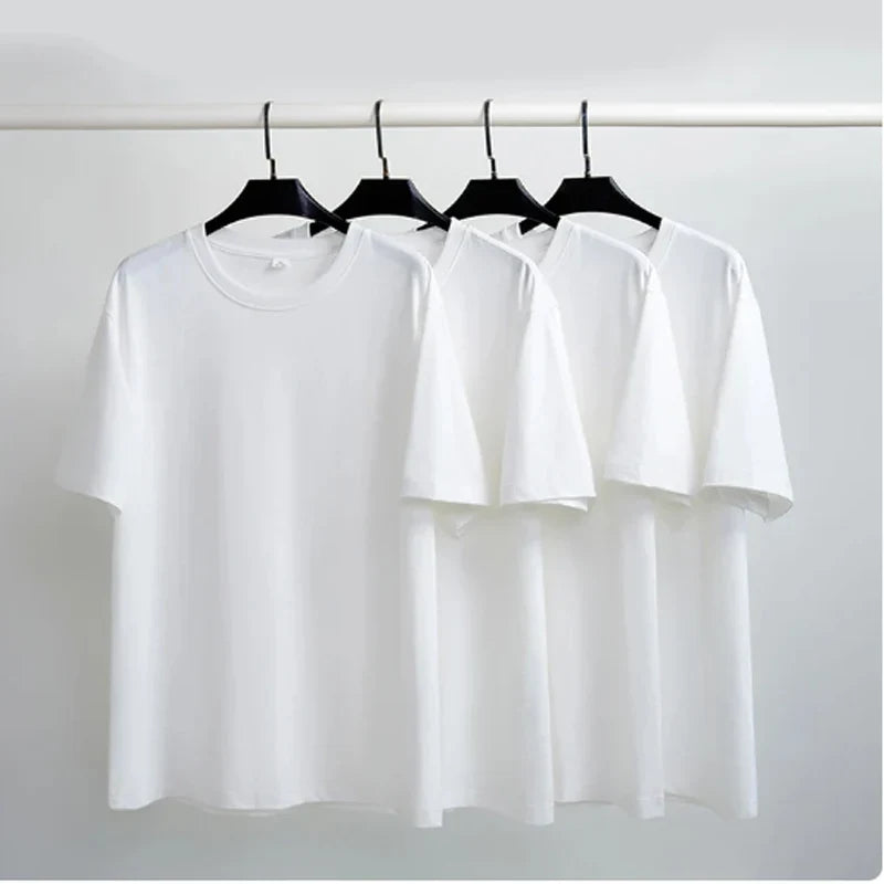 Women's 100% Cotton Crew Neck T-Shirt - Casual Regular-Fit Basic White Summer Tee