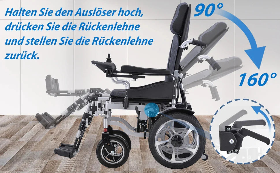 Electric Wheelchair for Adults — Folding Power Wheelchair with Large Support, Lightweight & Portable for Seniors