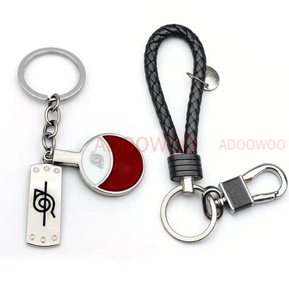 Bandai Naruto Red Cloud Alloy Keychain Set – 20 Styles Anime Woven Leather Rope Charm Car Pendant Punk Jewelry Gift Accessories