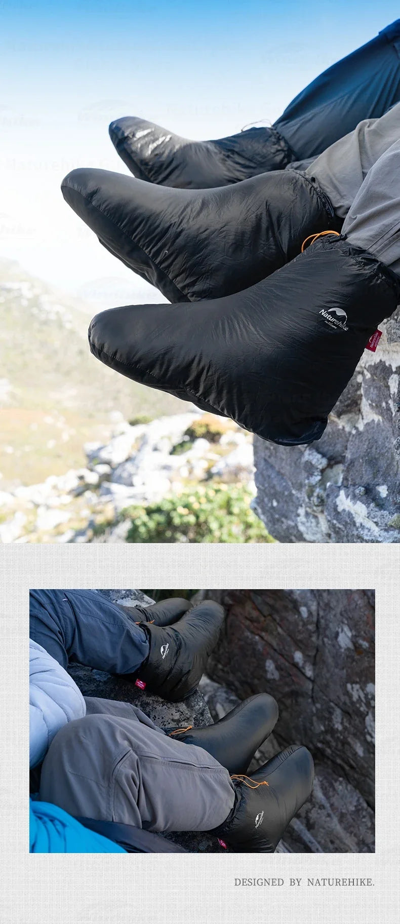 Naturehike Winter Duck Down Foot Cover - Waterproof, Ultralight Warm Booties for Hiking & Camping, Soft Slippers/Socks 650FP