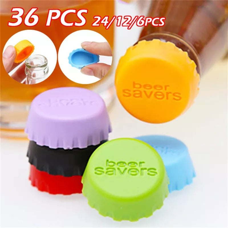Reusable Silicone Bottle Cap - Sealed Beer, Vinegar, Soy Sauce, Soda, Cola Cap - Wine Protective Stopper, Beer Bottle Cap