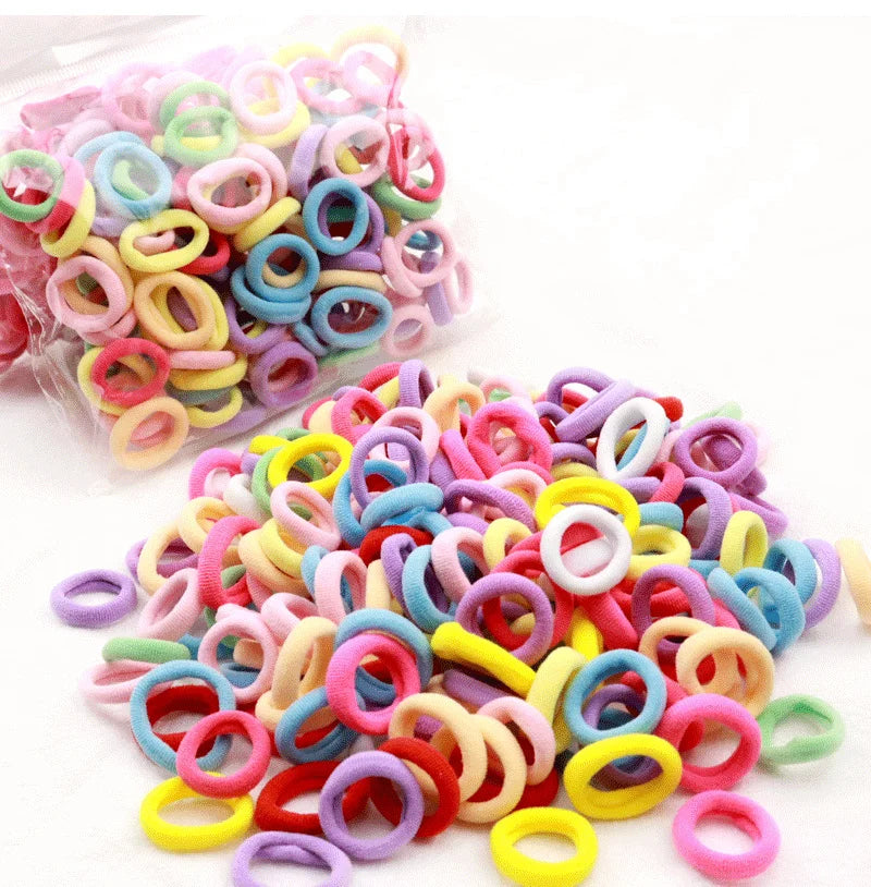 100/200PCS Colorful Nylon Elastic Hair Bands – Small Ponytail Holders for Women & Girls Hair Accessories