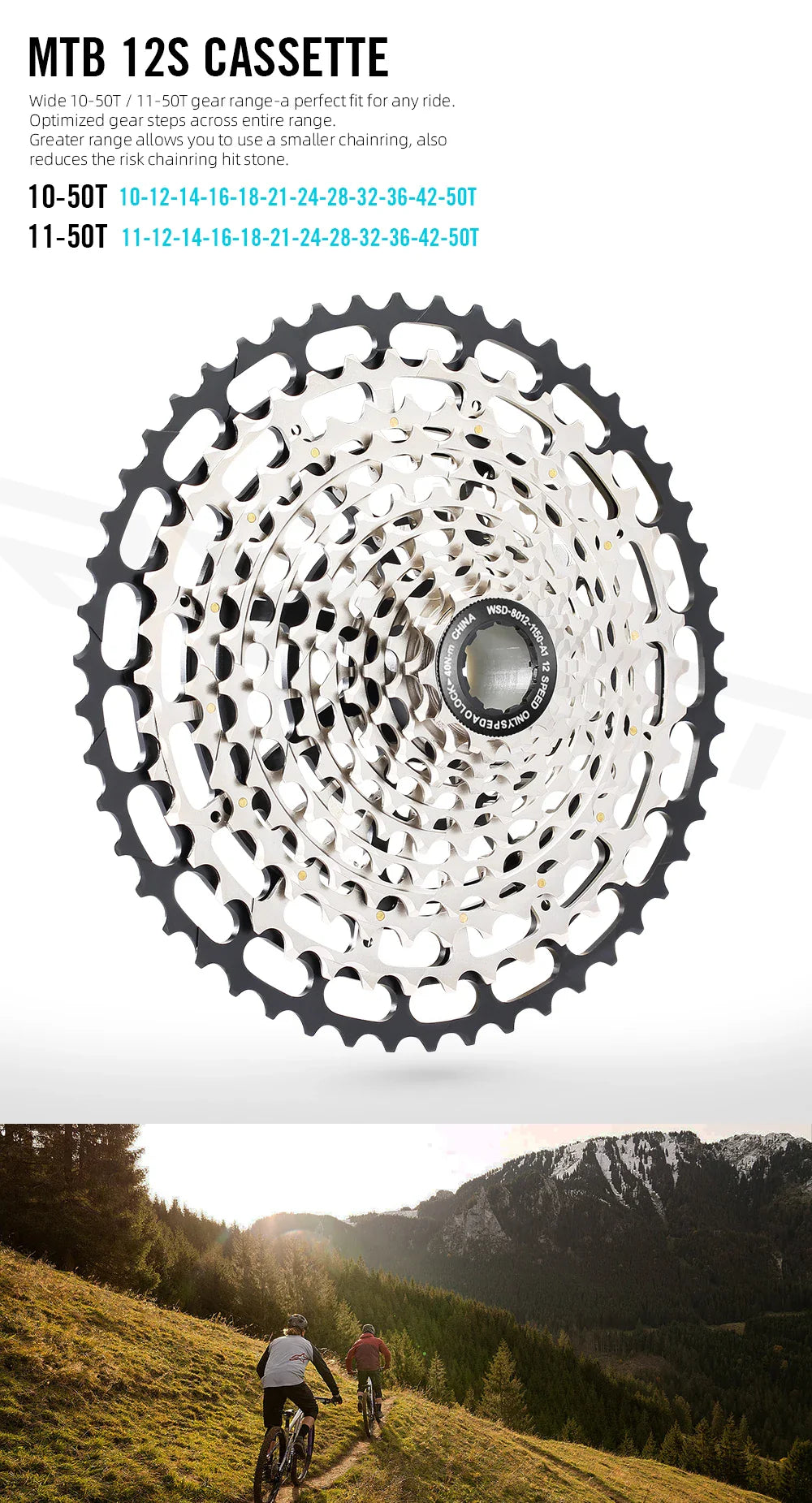 SPEDAO 12-Speed 10-50T Bicycle Cassette – 12V MTB Freewheel Sprocket for SX NX GX, XD & HG Compatible