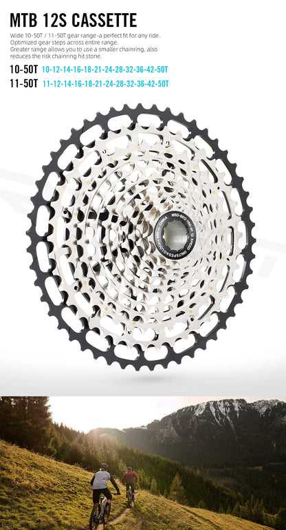 SPEDAO 12-Speed 10-50T Bicycle Cassette – 12V MTB Freewheel Sprocket for SX NX GX, XD & HG Compatible