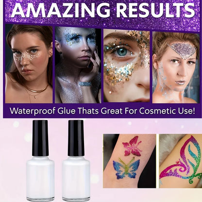 Colorful Glitter Wax Paper Brush Tattoo Kit – DIY Temporary Body Art with Vibrant Designs & Supplies