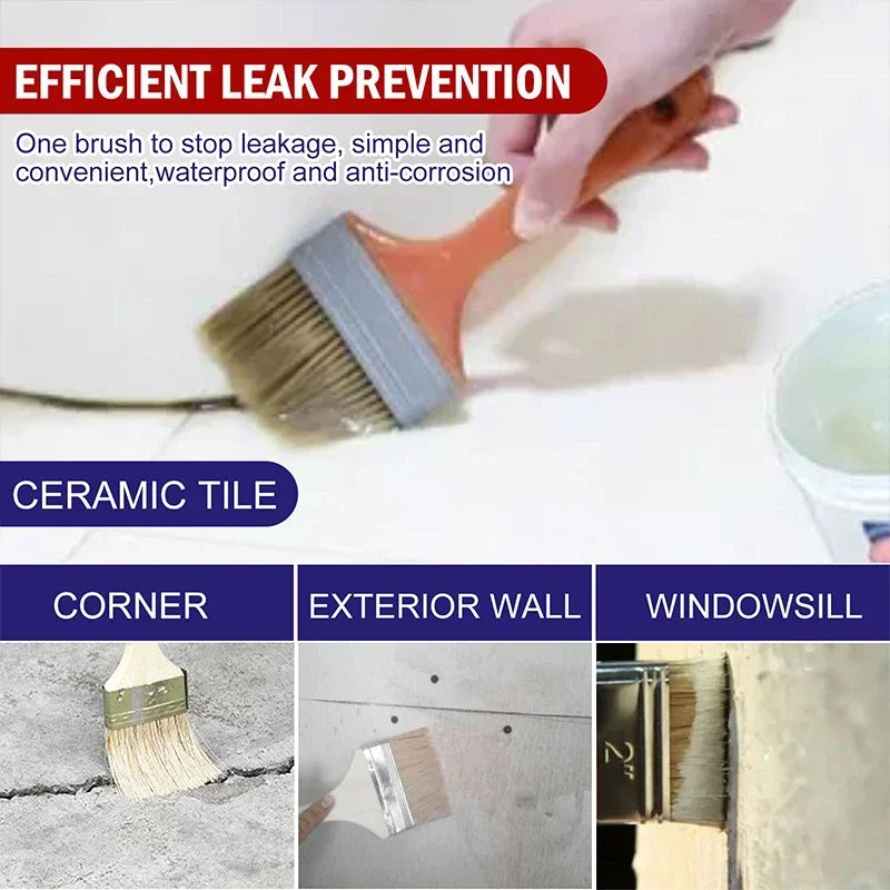 Invisible Waterproof Sealant Coating – Strong Transparent Anti-Leak Repair Glue with Brush Applicator (100–1000g)