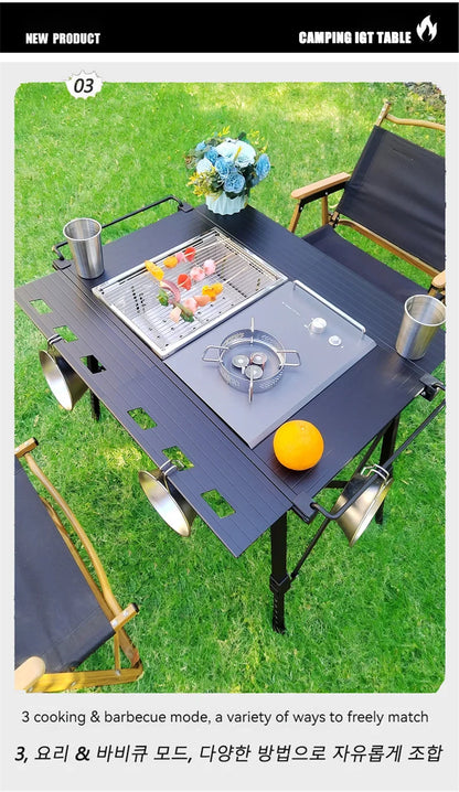 Lohascamping Folding Camping IGT Table – Lightweight Portable Roll Table with Adjustable Legs for BBQ, Desktop Burner & Backpacking
