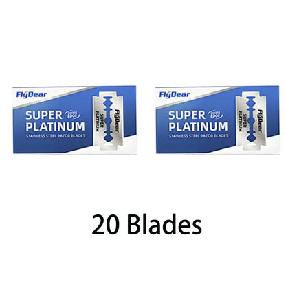 Double Edge Beard Shaver Set – Men's Classic Stainless Steel Razor with Trimmer Blades and Storage Box