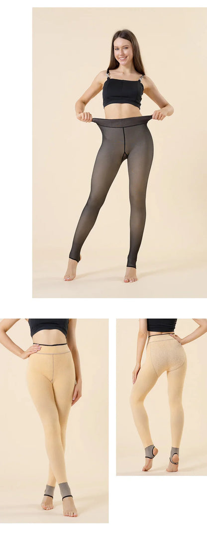 Women’s Thicken Thermal Fleece Leggings – High Waist Winter Tights, Slim Elastic Pantyhose