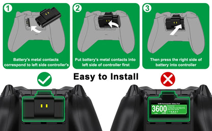 BEBONCOOL 2x3600mWh Rechargeable Batteries for Xbox One & Series S/X Controllers | Xbox Accessories Pack