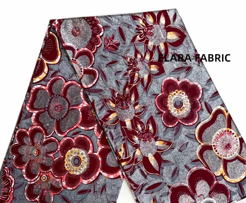 African Golden Glitter Wax Fabric - Soft Cotton Ankara Batik Print Material for Uniforms