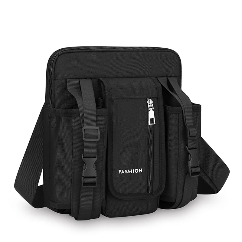 Men’s Oxford Crossbody Messenger Bag – Stylish Fashion Shoulder Bag with Bottle Pocket for Travel & Daily Use