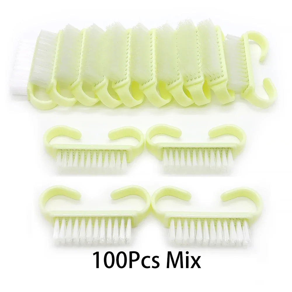 10/20/50/100pcs Nail Cleaning Brush Set - Handle Grip Fingernail Scrubber Tools for Men & Women Manicure Care