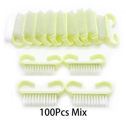 10/20/50/100pcs Nail Cleaning Brush Set - Handle Grip Fingernail Scrubber Tools for Men & Women Manicure Care