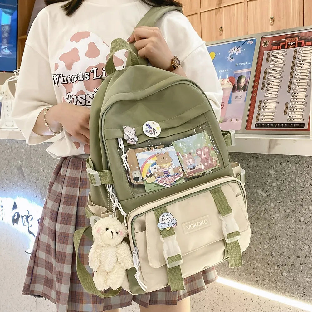 Cute and Functional: Kawaii Women's Waterproof Backpack - School Bag for Teenage Girls, Bookbag Laptop Rucksack, Female Travel Mochila