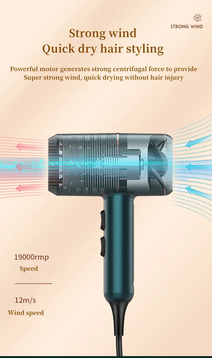 Professional Foldable Hair Dryer with Negative Ions & Blue Light – High Power Salon & Home Use