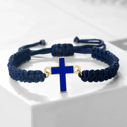 Jesus Cross Braided Bracelet - Handmade Christian Faith Friendship Bangle Jewelry Gift for Women & Men