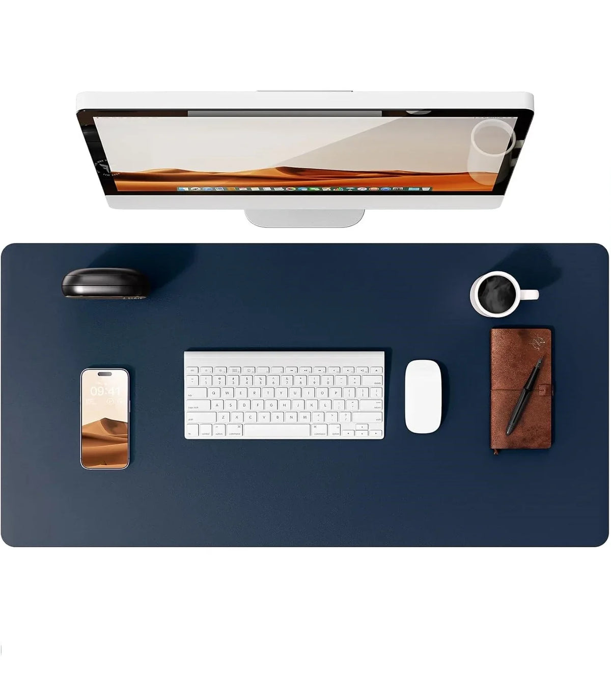 Large Leather Mouse Pad Desk Mat - Non-Slip PU Leather Office Desk Protector for Laptop & Workspace Setup