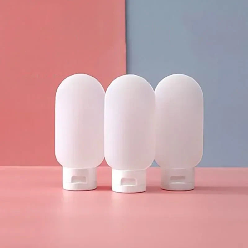 3/4 Pcs 60ml Travel Refillable Silicone Bottles - Empty Lotion, Shampoo & Cosmetic Squeeze Containers for Makeup