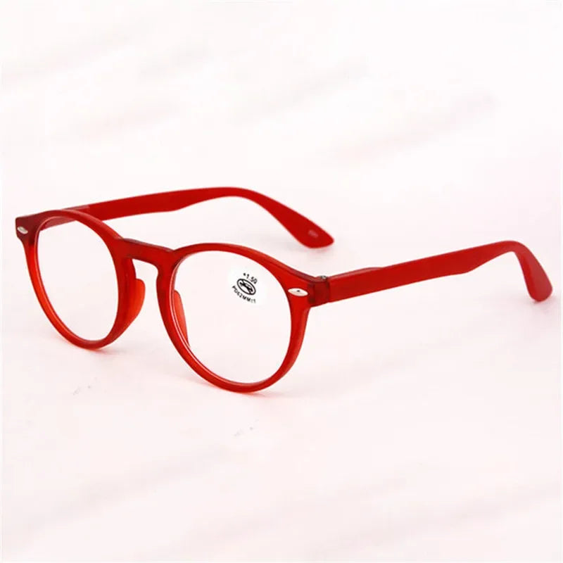 Ultralight Red Leopard Print Reading Glasses – Fashionable Round Frames for Women & Men, Vintage Clear Eyewear