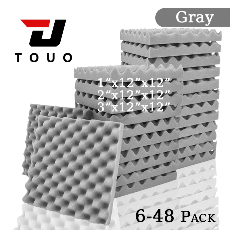 High-Density Acoustic Foam Panels – Egg Crate Soundproof Wall & Ceiling Noise Absorption Tiles (6-48 Pack)