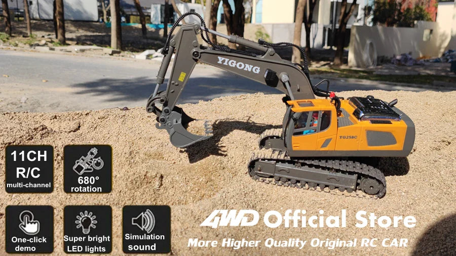 4WD RC Excavator Alloy Dump Truck Bulldozer | Remote Control Construction Vehicle Toy for Kids