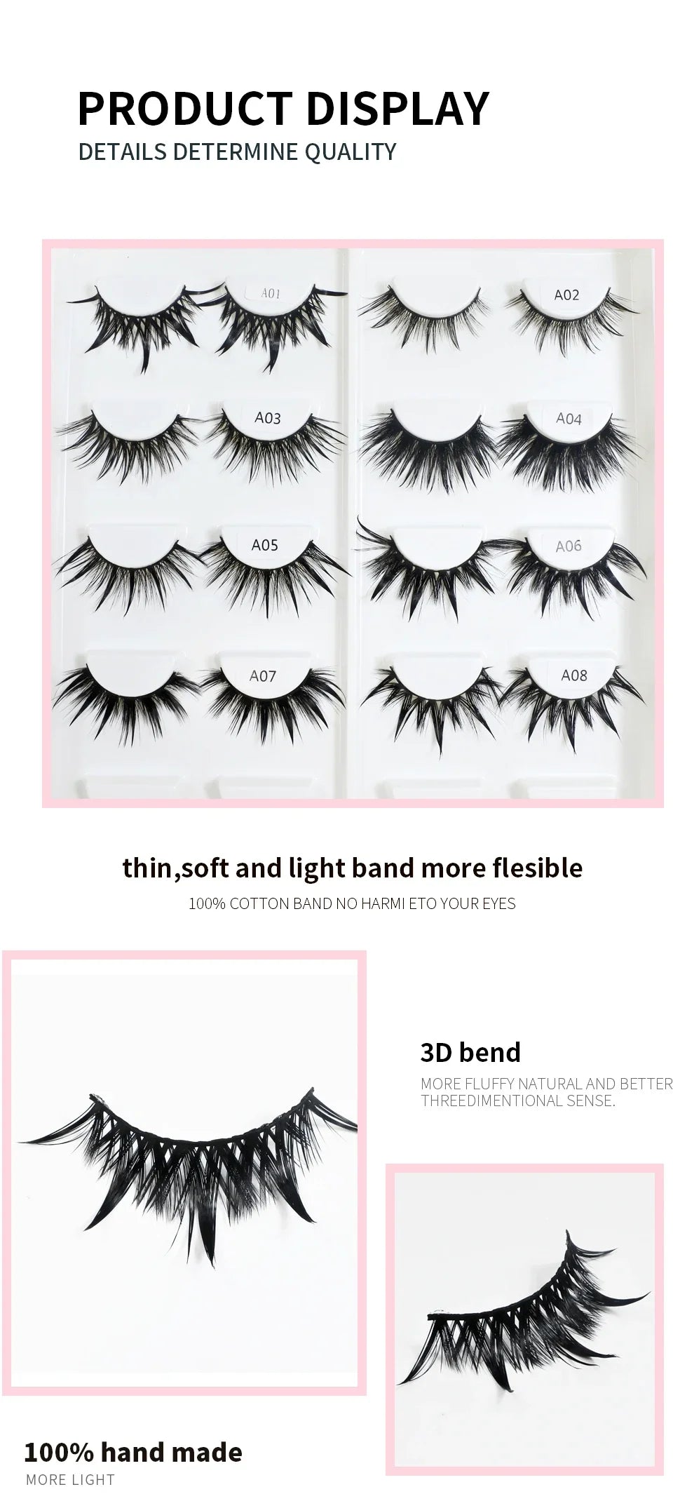 RED SIREN Wet Manga Lashes – Long, Thick Natural Fake Eyelashes for Korean Makeup Fashion