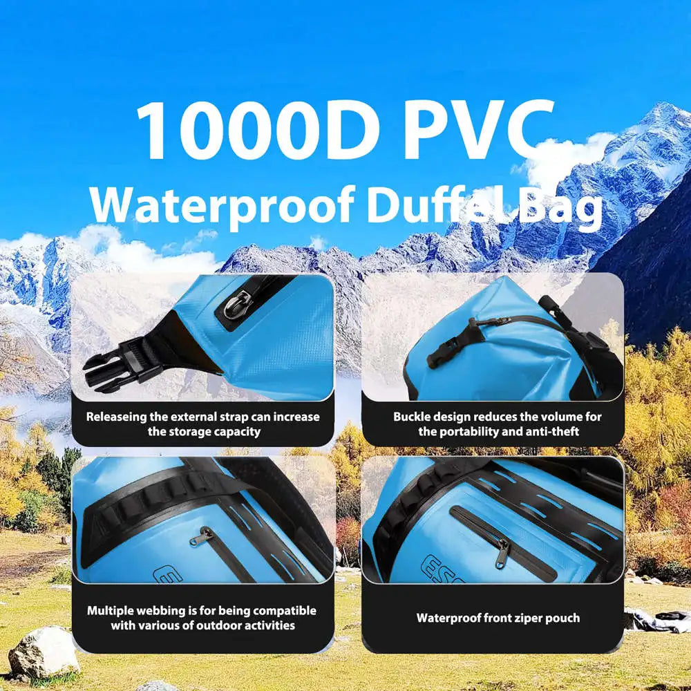 50L Waterproof Travel Backpack - Dry Bag for Camping, Boating, Kayaking, Fishing & Motorcycle Touring