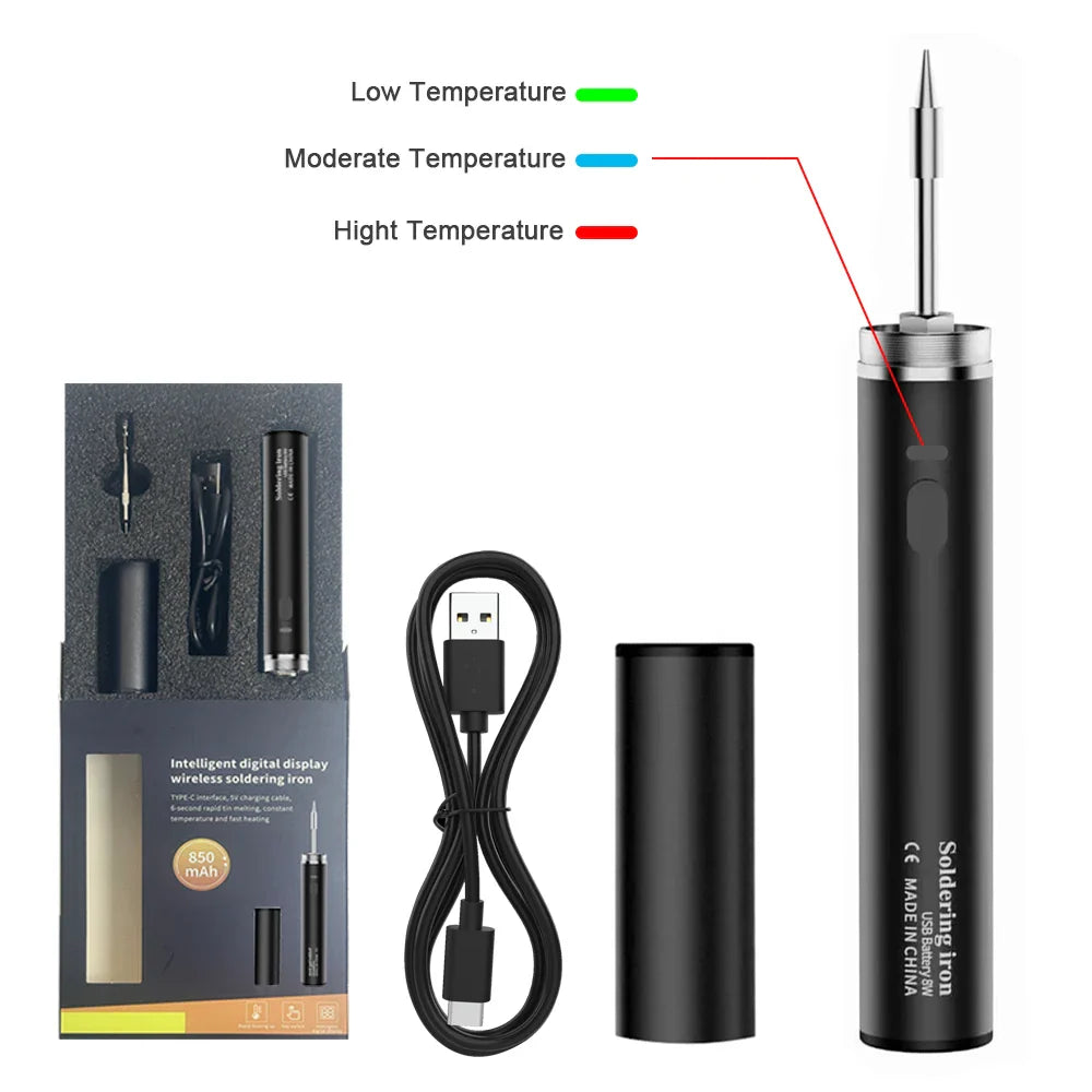 USB 5V 8W Portable Soldering Iron with Lithium Battery – Electric Welding Repair Tool for Electronics, DIY & Mobile Repair Work