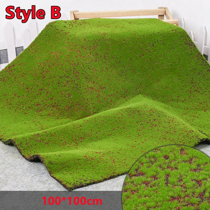 100×100cm Artificial Moss Lawn Carpet - Realistic Green Landscape Decor for Home, Weddings & Events