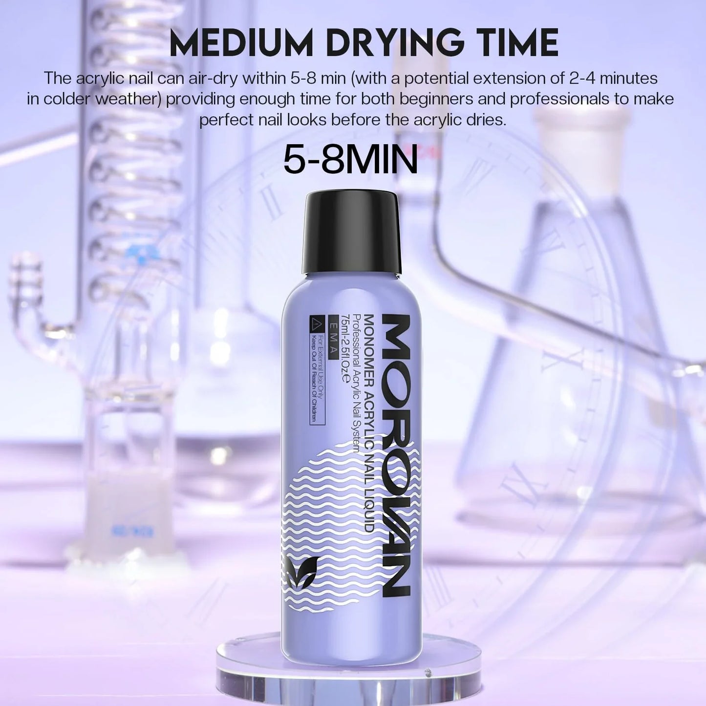 Morovan Monomer Acrylic Nail Liquid Kit — MMA-Free Formula with Nail Dehydrator & Primer for Nail Extensions
