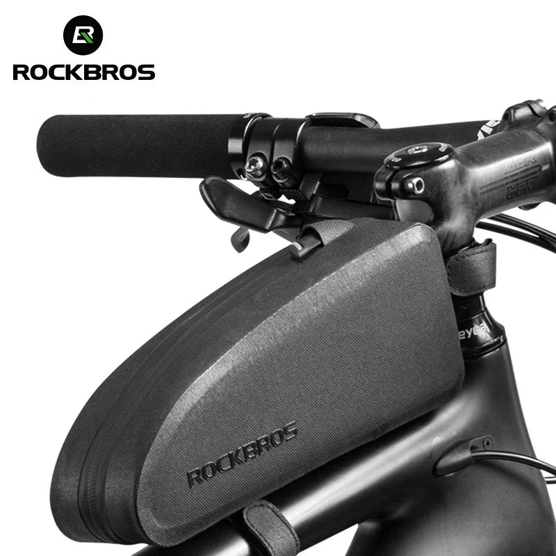 ROCKBROS Waterproof Bicycle Frame Bag – Large Capacity Top Tube MTB & Road Bike Pannier, Black Cycling Accessory