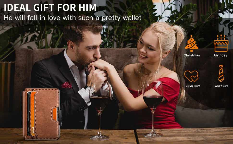RFID Blocking Men's Slim Pop-up Wallet – Minimalist Bifold Credit Card Holder