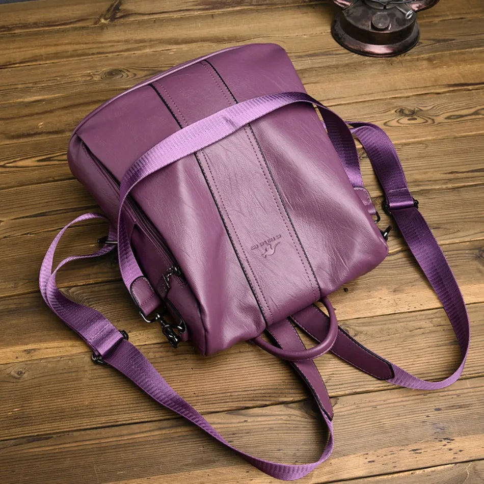 Anti-Theft Leather Backpack for Women - Vintage Shoulder Bag, High Capacity Travel and School Backpack, Mochila Feminina