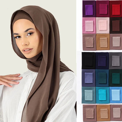 Chiffon Hijab Two-Piece Set: Matching Undercap & Scarf - Women's Shawls & Scarves