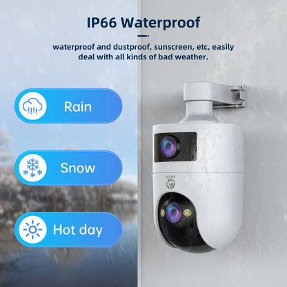 4K PTZ IP Outdoor Security Camera – Waterproof Dual Lens, 5G WiFi, Auto Tracking & Baby Monitor