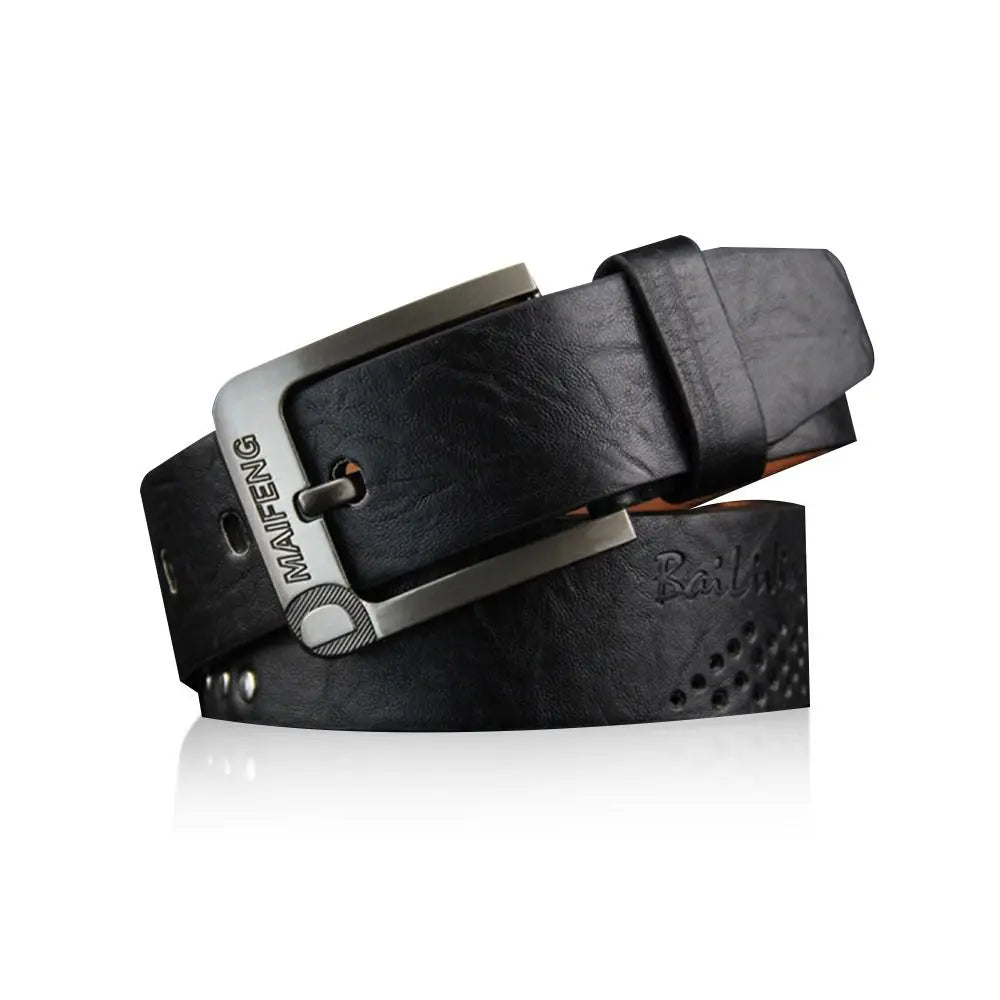 Genuine Leather Men's Belt – Luxury Classic Buckle, High-Quality Alloy Vintage Business & Cowboy Waistband