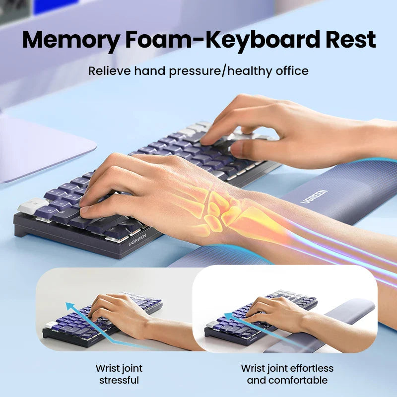 UGREEN Wrist Rest - Memory Foam Keyboard Pad, Palm Rest for Mechanical Keyboards, PC, Soft Pad for Hand and Wrist Support