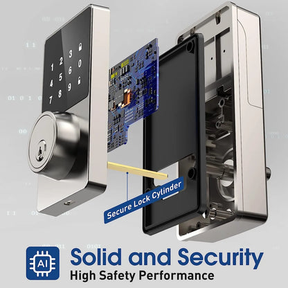 Smart Keyless Door Lock with Touchscreen Keypad – Password & App Unlock, Easy Install, Supports 50 User Codes