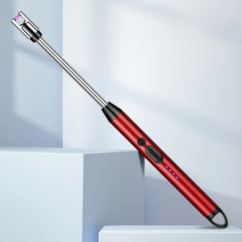 Type-C Rechargeable 360° Curved Windproof Plasma Lighter – Flameless USB BBQ & Kitchen Candle Ignition Electric Arc Lighter