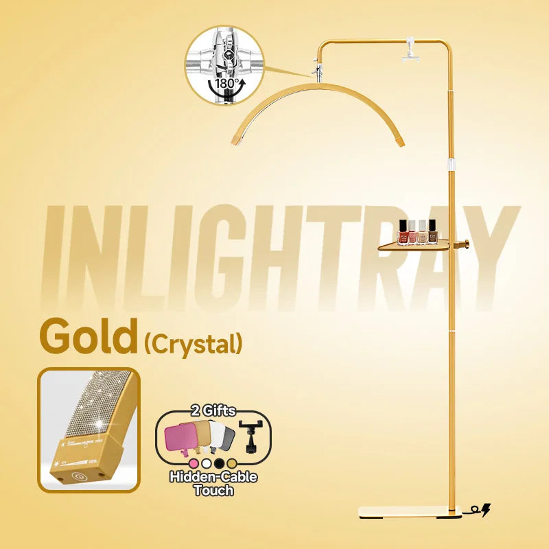 Hidden Cable Half Moon Beauty Lamp - Professional Lash Extension Floor Light with Custom Logo for Salon Makeup & Eyelash Artists