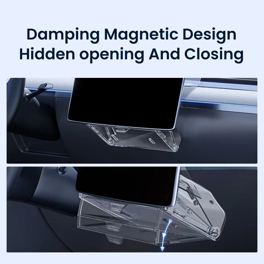 YZ Tesla Model 3/Y Highland Juniper Magnetic Under Screen Storage Box - Hidden Tray Organizer