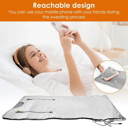 Professional Infrared Sauna Blanket – Slimming Heating Blanket with Zipper Design for Weight Loss & Detox, 180x80cm Home Spa