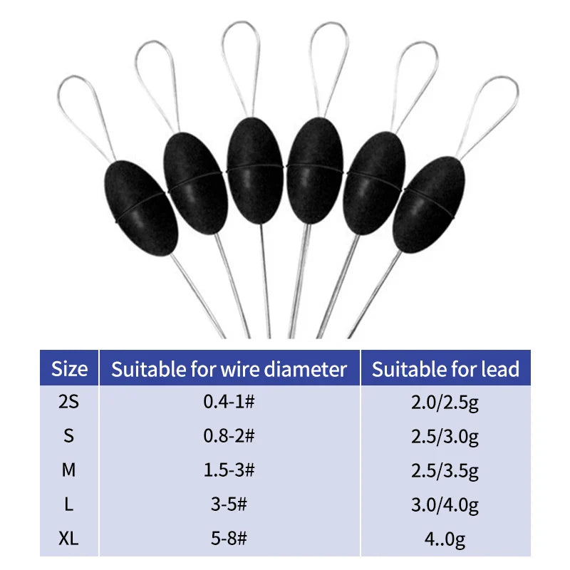 60pcs Rubber Space Bean Fishing Stoppers – 10-Group Oval Float Stopper Set for Carp & Fly Fishing
