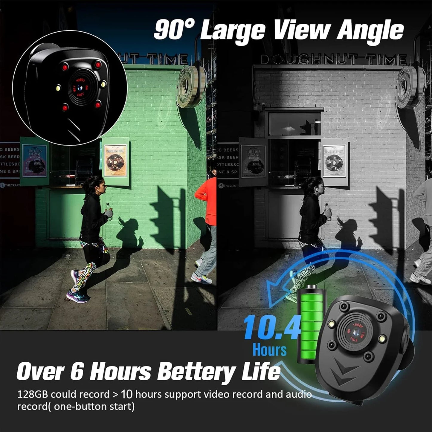 Mini Body Camera 1080P — HD Video Recorder with 32GB, Night Vision IR, Loop Recording & 4–6H Battery