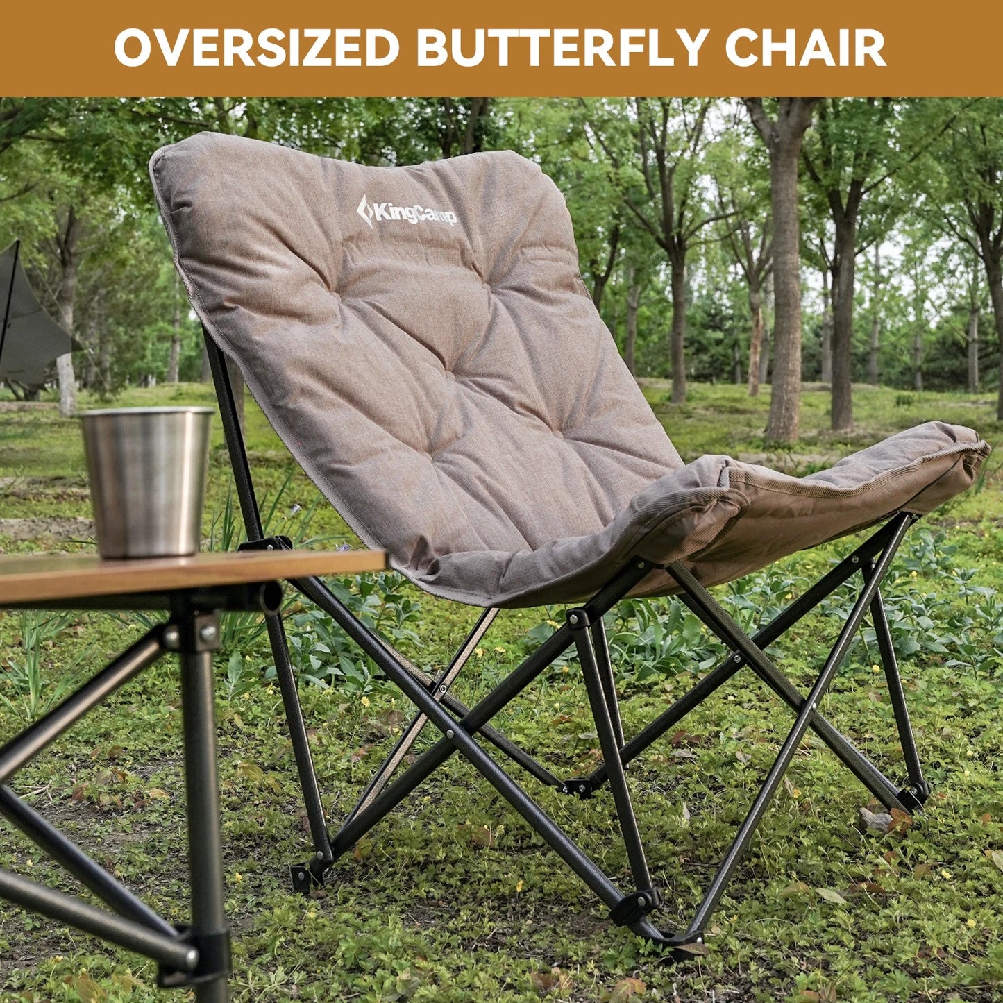 KingCamp Portable Foldable Butterfly Chair – Comfortable Upholstered Seat for Camping, Dorm & Outdoor, 300 lbs