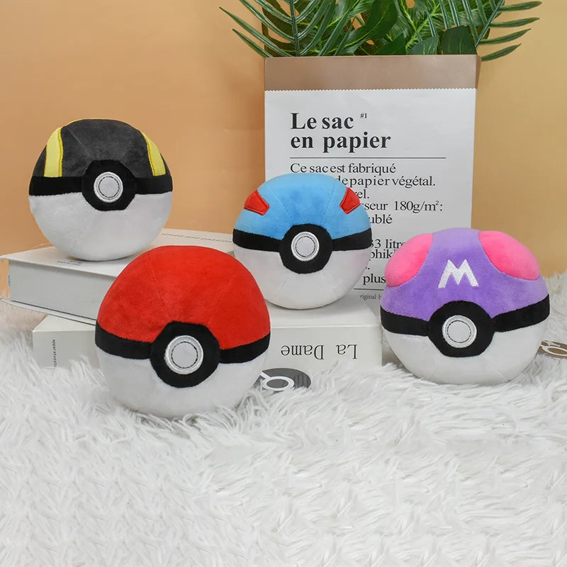 Master Ball, Great Ball & Ultra Ball Plush Toys – Soft Stuffed Backpack Pendant & Birthday Decoration Gift